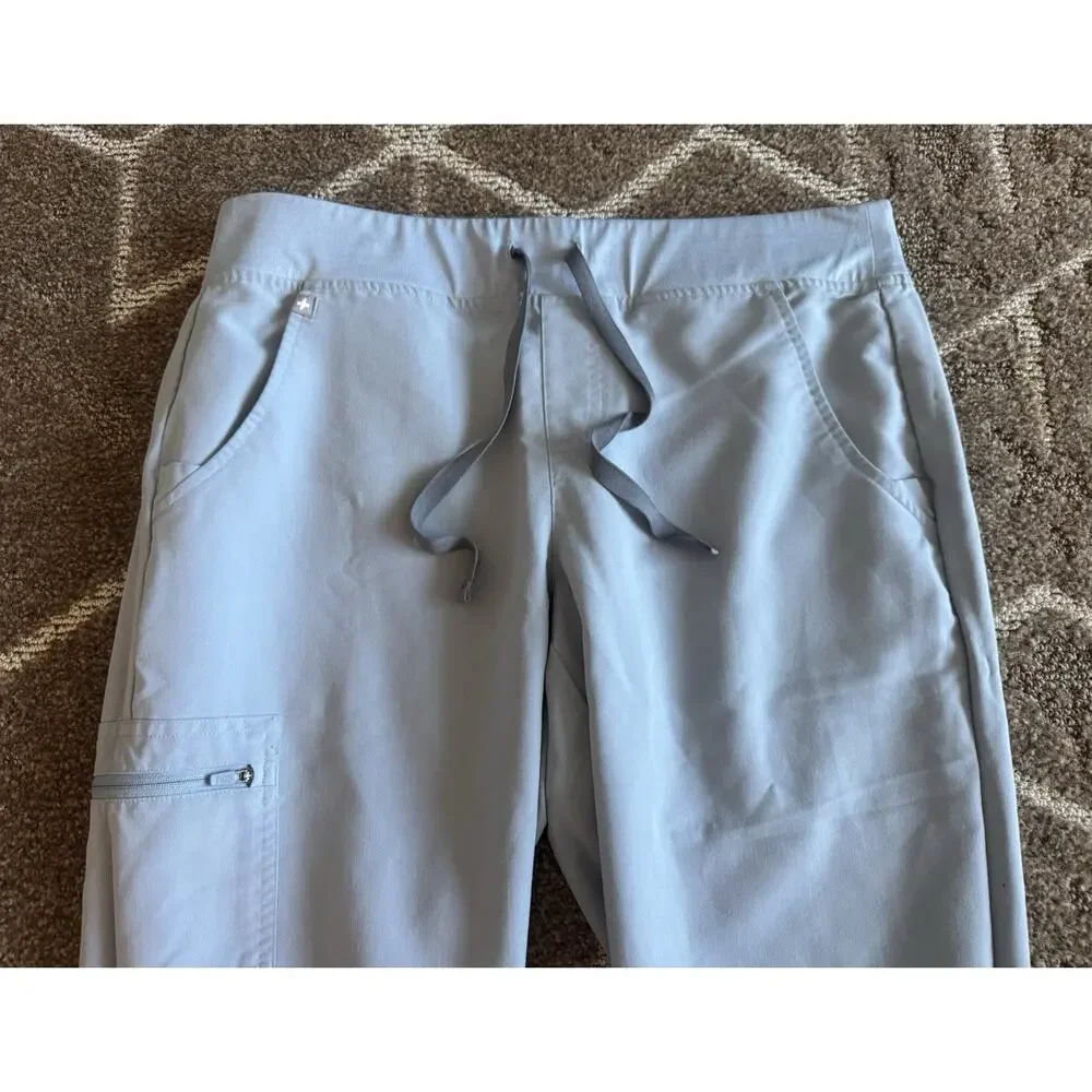 FIGS Technical Collection Women’s Scrub Set Blue Solid Top & Jogger Pants Sz S/M